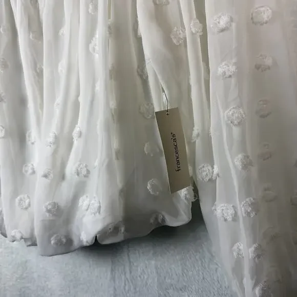 Audrey Parks x Francesca’s Off The Shoulder White Cropped Blouse Polka Dot Large - Picture 4 of 12